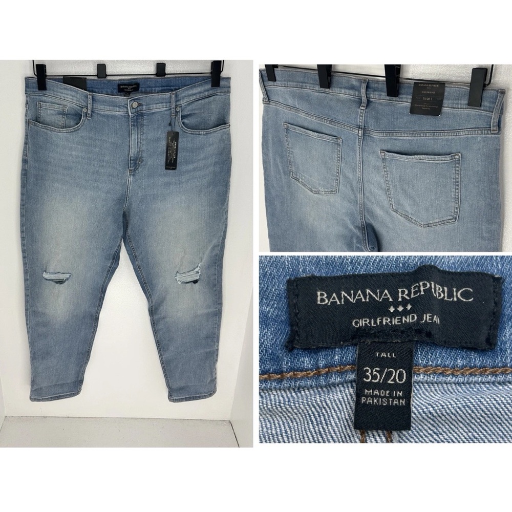 Banana Republic NWT Girlfriend Jeans Womens 35/20 Tall Light Wash‎ Denim 41x31